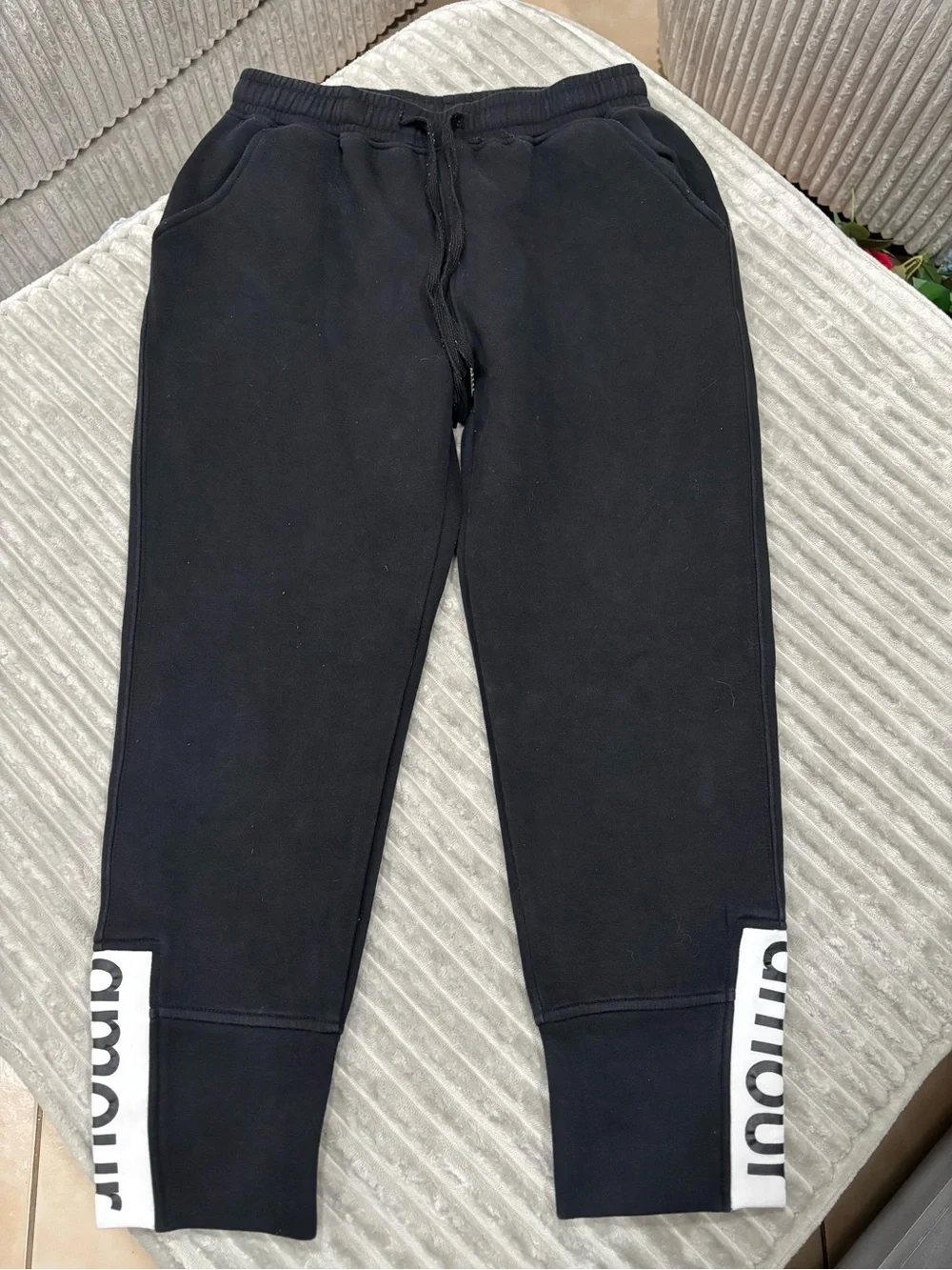 Under Armour Black Jogger Sweatpants with White Logo Panels